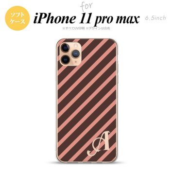 iPhone11ProMax iPhone11pro max スマホケース ソフトケース ストライプ 茶 ピンク +アルファベット メンズ レディース nk-i11pm-tp714i