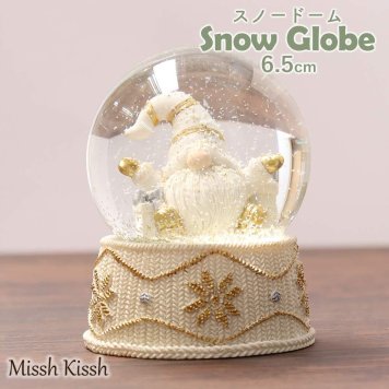 スノードーム サンタ ツリー Mサイズ 6.5cm Snow Globe Christmas Xmas 白 ゴールド 白樺