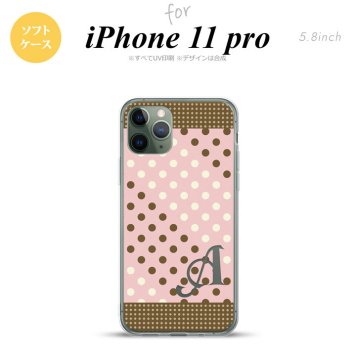 iPhone11Pro iPhone11 Pro スマホケース ソフトケース ドット 水玉 C 薄ピンク 茶 +アルファベット メンズ レディース nk-i11p-tp1642i