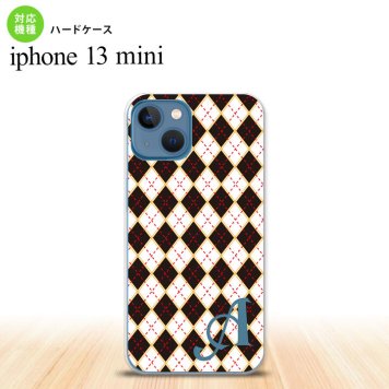iPhone13mini iPhone13 mini ケース ハードケース アーガイル 黒 赤 +アルファベット  nk-i13m-1401i