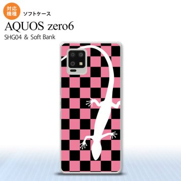 SHG04 SHG04 ZERO6 AQUOS zero6 スマホケース ソフトケース トカゲ 市松 ピンク メンズ レディース nk-zero6-tp863
