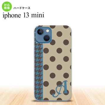 iPhone13mini iPhone13 mini ケース ハードケース ドット 千鳥 茶 +アルファベット  nk-i13m-1514i