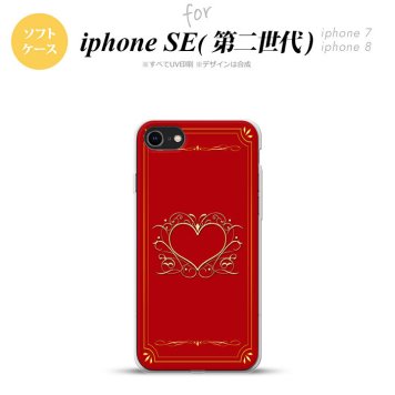 iPhoneSE 2 第二世代 iPhone8&iPhone7 共用 スマホケース 背面カバー ソフトケース ハート 飾り 赤 金 おしゃれ かわいい かっこいい メンズ レディース nk-ise2-tp618