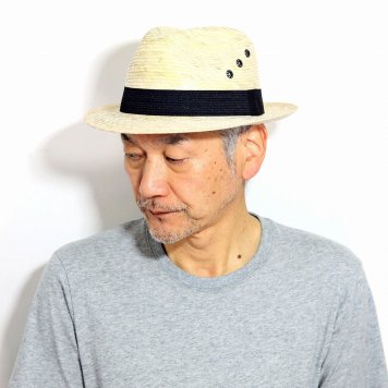 ストローハット 中折れハット メンズ パームブレード 貝葉 中折れ帽子 California Hat Company Inc. 麦わらハット シュロの葉 麦わら ナチュラル 父の日