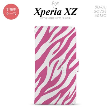 【手帳型 スマホ カバー ケース】【SO01J】【エクスペリア XZ 】手帳型 ケース SO-01J スマホ カバー XPERIA XZ エクスペリア ゼブラ ピンク nk-004s-so01j-dr022【メール便送料無料】