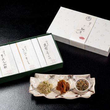 【送料無料/包装あり/のし可】料亭のご馳走「特選」【ちりめん山椒・きんぴらまぐろ・昆布ふりかけ】《熨斗可 佃煮　ふりかけ　昆布  鮪 マグロ おじゃこ 京都 料亭 下鴨茶寮 ギフトセット 内祝い 出産祝い 結婚内祝い プレゼント 還暦祝い お返し 中元 歳暮 米寿 お土産》