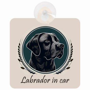 Labrador ラブラドール Bタイプ 車 窓ガラス 吸盤タイプ 犬 かっこいい おしゃれ イラスト付 DOG IN CAR ドッグインカー ドッグオンボード 安全対策 セーフティサイン デコ 外出 ドライブ カーサイン 吸盤