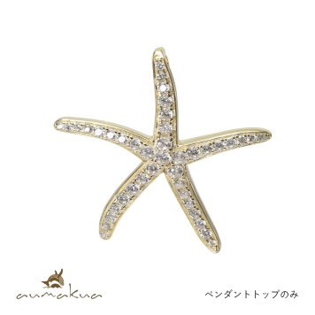 ハワイアンジュエリー シルバー ペンダントトップ スターフィッシュ ヒトデ ひとで 海星 ジルコニア シルバー925 ネックレス チェーン別売 イエローコーティング aumakua メンズ レディース 誕生日 プレゼント ハロウィン 【品番：445-11-02】
