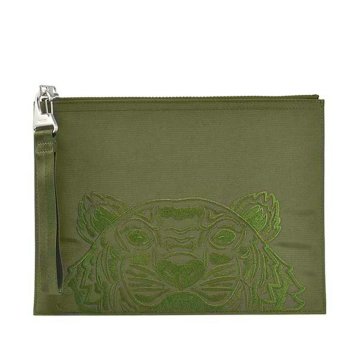 ケンゾー KENZO バッグ FA65PM302F20 50 LARGE CANVAS KAMPUS TIGER POUCH ラージ キャンバス カンプス タイガー ポーチ ストラップ付 クラッチバッグ KHAKI カーキ