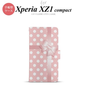 【手帳型 スマホ カバー ケース】【SO02K】【エクスペリア XZ1】手帳型 ケース SO-02K スマホ カバー Xperia XZ1 Compact エクスペリア ドット・リボン ピンク nk-004s-so02k-dr303【メール便送料無料】