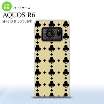 SH-51B AQUOS R6 AQUOS R6 スマホケース ハードケース トランプ クラブ ベージュ 黒 メンズ レディース nk-r6-533