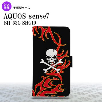 sense7 sense7 手帳型スマホケース カバー ドクロ 白 赤黄 2022年 11月発売 nk-004s-sens7-dr873