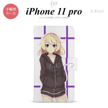 iPhone11Pro iPhone11 Pro 手帳型スマホケース カバー 女の子 キャラ 紫  nk-004s-i11p-dr1329
