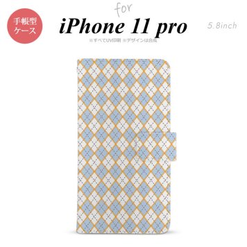 iPhone11Pro iPhone11 Pro 手帳型スマホケース カバー アーガイル 青 グレー  nk-004s-i11p-dr1413