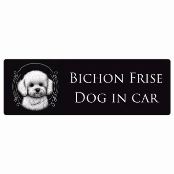 ドッグ カーステッカー イラスト付 Dog in Car ビションフリーゼ B タイプ セーフティサイン 犬種別 長方形 15x5cm シール リア あおり運転対策 Dog Sticker 屋外 屋内 防水 かわいい おしゃれ 安全対策 カーサイン