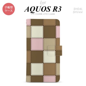 SH-04L/SHV44 AQUOS R3 手帳型スマホケース カバー パッチワーク ミックス  nk-004s-r3-dr1674