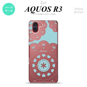SH-04L SHV44 R3 AQUOS R3 スマホケース カバー レース クリア 緑 nk-r3-1483