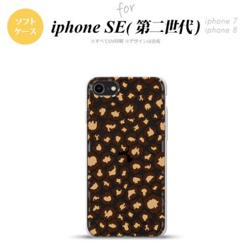 iPhoneSE 2 第二世代 iPhone8&iPhone7 共用 スマホケース 背面カバー ソフトケース 豹柄 B 茶 クリア おしゃれ かわいい かっこいい メンズ レディース nk-ise2-tp897