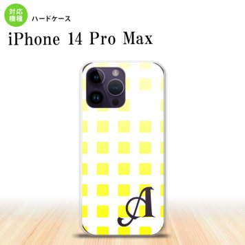 iPhone14 ProMax iPhone14 Pro Max スマホケース 背面ケース ハードケース スクエア ドット 黄 +アルファベット 2022年 9月発売 nk-i14pm-1364i