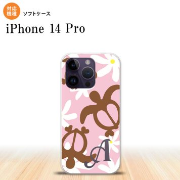 iPhone14 Pro iPhone14 Pro スマホケース 背面ケースソフトケース ホヌ ティアレ ピンク +アルファベット 2022年 9月発売 nk-i14p-tp1080i
