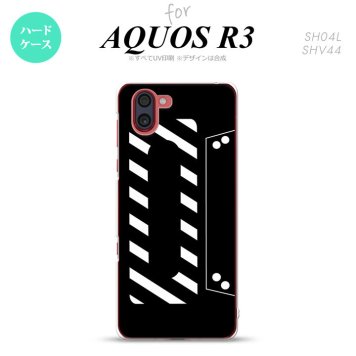 SH-04L SHV44 R3 AQUOS R3 スマホケース カバー カセットテープ 黒 nk-r3-189
