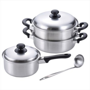 燕三 IH対応二段蒸し器&片手鍋（お玉付）　 EM-021  内祝 内祝い お祝 御祝 記念品 出産内祝い プレゼント 快気祝い 粗供養 引出物