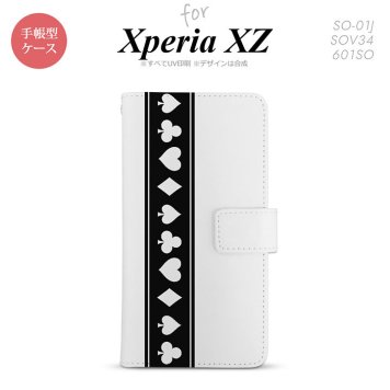 【手帳型 スマホ カバー ケース】【SO01J】【エクスペリア XZ 】手帳型 ケース SO-01J スマホ カバー XPERIA XZ エクスペリア トランプ(帯) 黒×白 nk-004s-so01j-dr528【メール便送料無料】