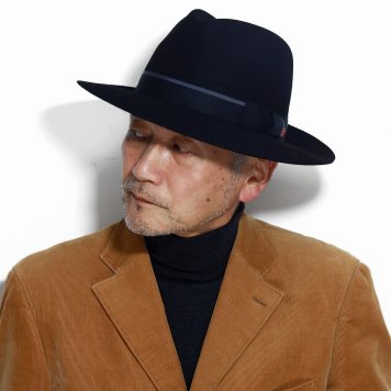 フェルトハット ハット 高級 ビーバーファーフェルト mayser 中折れハット フェルト メンズ シンプル 無地 マイザー 帽子 大きいサイズ 62cm フェルト帽 秋冬 紳士 MAYSER 黒 ブラック 男性 クリスマス ギフト 誕生日 プレゼント 父の日