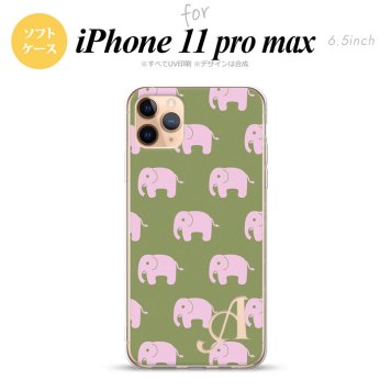iPhone11ProMax iPhone11pro max スマホケース ソフトケース ゾウ モスグリーン +アルファベット メンズ レディース nk-i11pm-tp773i