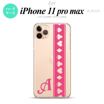iPhone11ProMax iPhone11pro max スマホケース ハードケース トランプ 帯 ピンク クリア +アルファベット メンズ レディース nk-i11pm-530i