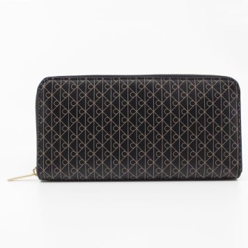 カルバンクライン 　Calvin Klein　ラウンドファスナー長財布　LV04F1155G　ブラック　EMBLEM AOP LONG ZIP AROUND　エンブレム AOP ロング ジップ アラウンド ウォレット　Europeライン
