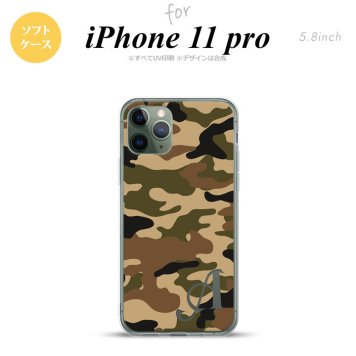 iPhone11Pro iPhone11 Pro スマホケース ソフトケース ウッドランド 迷彩 A 茶 +アルファベット メンズ レディース nk-i11p-tp1155i