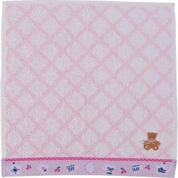 【直送】ロッティ 婦人タオルハンカチ [26-0146-189] RTT-64 PI ピンク チェック柄 くま刺繍 綿100% ミニタオル タオルハンカチ 吸水 肌触り抜群 通学 通勤 レディース ギフト 贈り物 内祝い お返し プレゼント