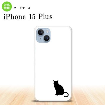 iPhone15 plus iPhone15 plus スマホケース 背面ケース ハードケース 猫 影 白 黒 2023年 9月発売 nk-i15pl-427