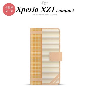 【手帳型 スマホ カバー ケース】【SO02K】【エクスペリア XZ1】手帳型 ケース SO-02K スマホ カバー Xperia XZ1 Compact エクスペリア チェック・ボーダー オレンジ nk-004s-so02k-dr1602【メール便送料無料】