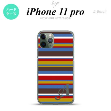 iPhone11Pro iPhone11 Pro スマホケース ハードケース ボーダー ブルーブラウン +アルファベット メンズ レディース nk-i11p-703i