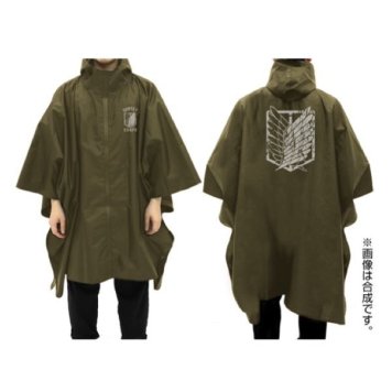 進撃の巨人 調査兵団 レインポンチョ 雨具 モスグリーン FREEサイズ