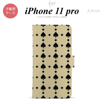 iPhone11Pro iPhone11 Pro 手帳型スマホケース カバー トランプ スペード ベージュ 黒  nk-004s-i11p-dr539