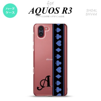 SH-04L SHV44 R3 AQUOS R3 スマホケース カバー トランプ 帯 黒 青 +アルファベット nk-r3-525i