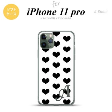 iPhone11Pro iPhone11 Pro スマホケース ソフトケース ハート A 白 黒 +アルファベット メンズ レディース nk-i11p-tp115i