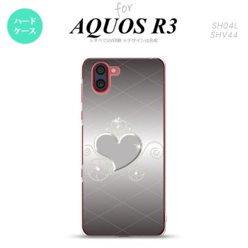 SH-04L SHV44 R3 AQUOS R3 スマホケース カバー ハート E グレー nk-r3-318