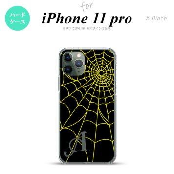 iPhone11Pro iPhone11 Pro スマホケース ハードケース 蜘蛛 巣 A 黄 +アルファベット メンズ レディース nk-i11p-934i