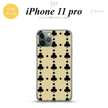 iPhone11Pro iPhone11 Pro スマホケース ソフトケース トランプ クラブ ベージュ 黒 メンズ レディース nk-i11p-tp533