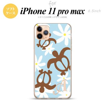 iPhone11ProMax iPhone11pro max スマホケース ソフトケース ホヌ ティアレ 水色 +アルファベット メンズ レディース nk-i11pm-tp1082i