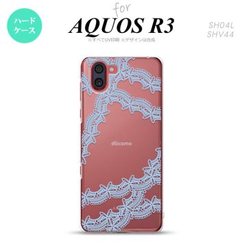 SH-04L SHV44 R3 AQUOS R3 スマホケース カバー レース 帯 B 水色 nk-r3-1101