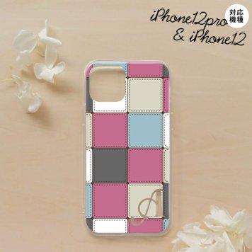 iPhone12/iPhone12pro iPhone12 / iPhone12pro スマホケース ソフトケース パッチワーク ミックスB ピンク +アルファベット メンズ レディース nk-i12-tp1672i