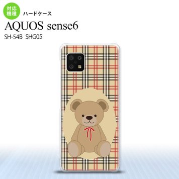 SH-54B SHG05 AQUOS sense6 スマホケース ハードケース くま チェック 茶 赤 メンズ レディース nk-sens6-752