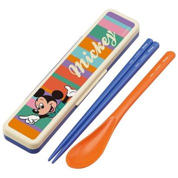 ディズニーレトロ/ミッキーマウス 抗菌 音のならないコンビセット 箸18cm スケーター ※送料無料(ポスト投函)