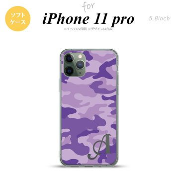 iPhone11Pro iPhone11 Pro スマホケース ソフトケース ウッドランド 迷彩 紫 +アルファベット メンズ レディース nk-i11p-tp1151i