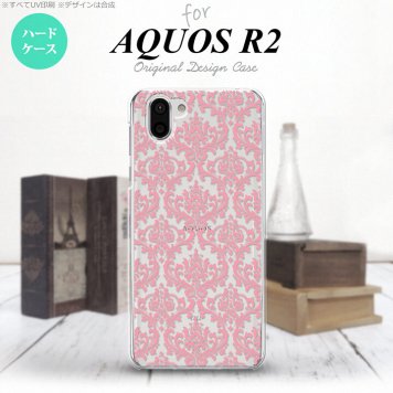 AQUOS R2 アクオス アール2 SH-03K SHV42 専用 スマホケース カバー ハードケース ダマスク柄 クリア×ピンク nk-r2-1025[スマホ,スマホケース,スマホカバー,ケース,カバー,ジャケット]